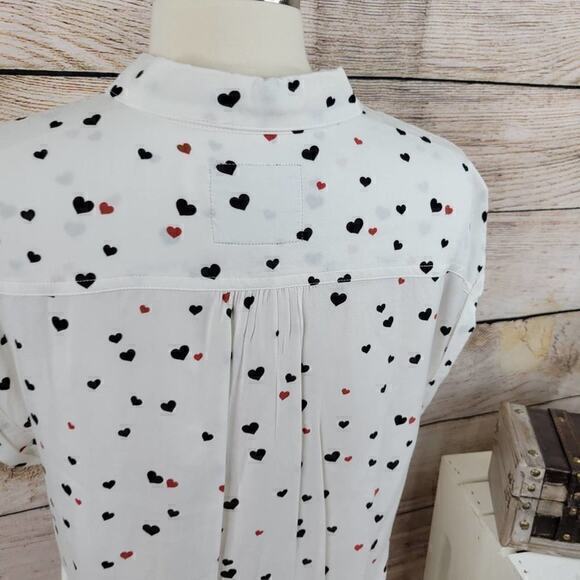 Rails Britt Button Down Hearts on‎ Fire White Shirt Size Extra Small - Picture 7 of 9